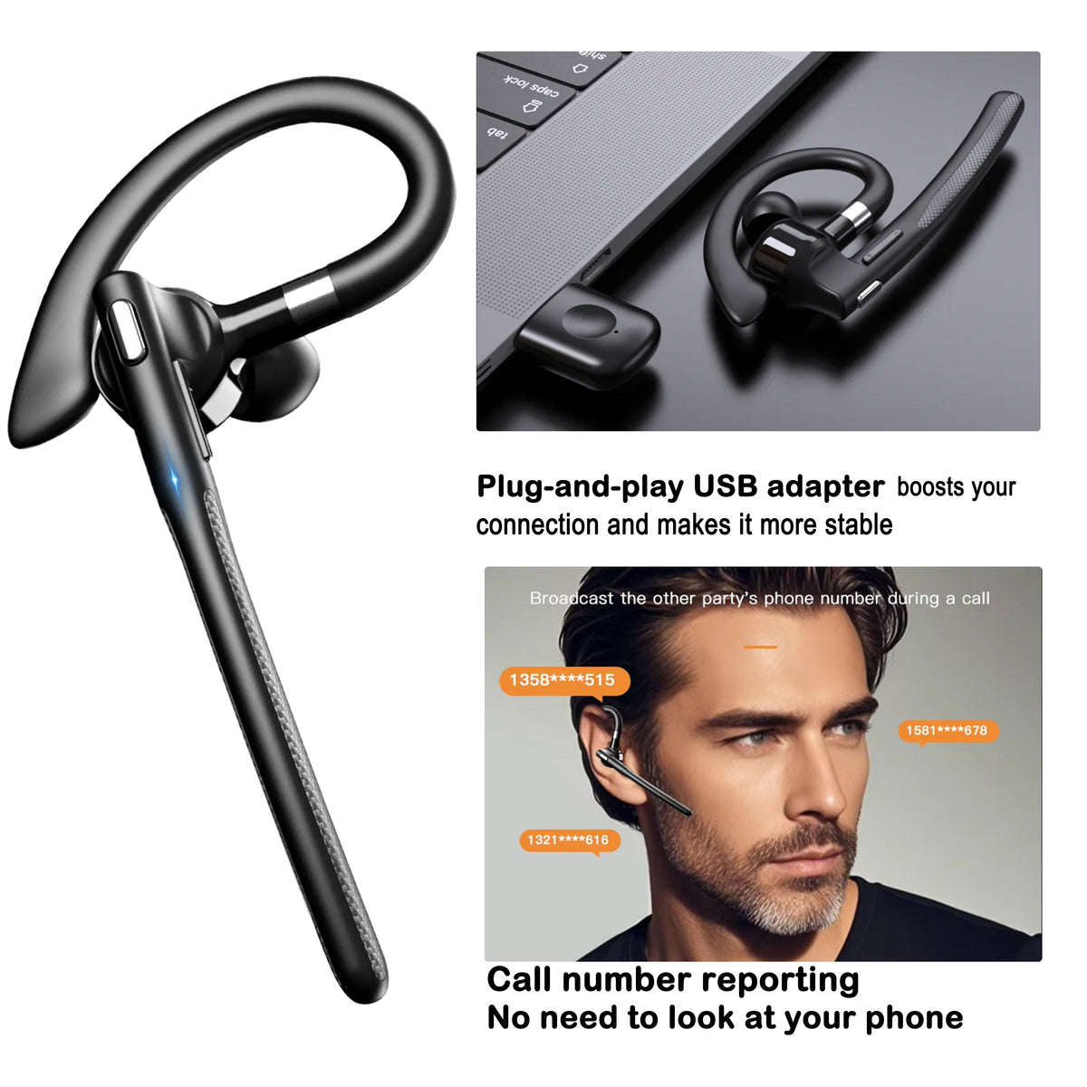 Teknoa YYK-526 AI Trådløst Business-Headset med USB-dongel